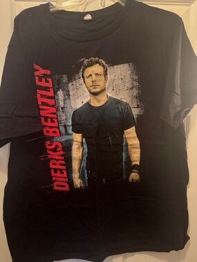 Black Graphic Band Tee with Red Vertical Logo